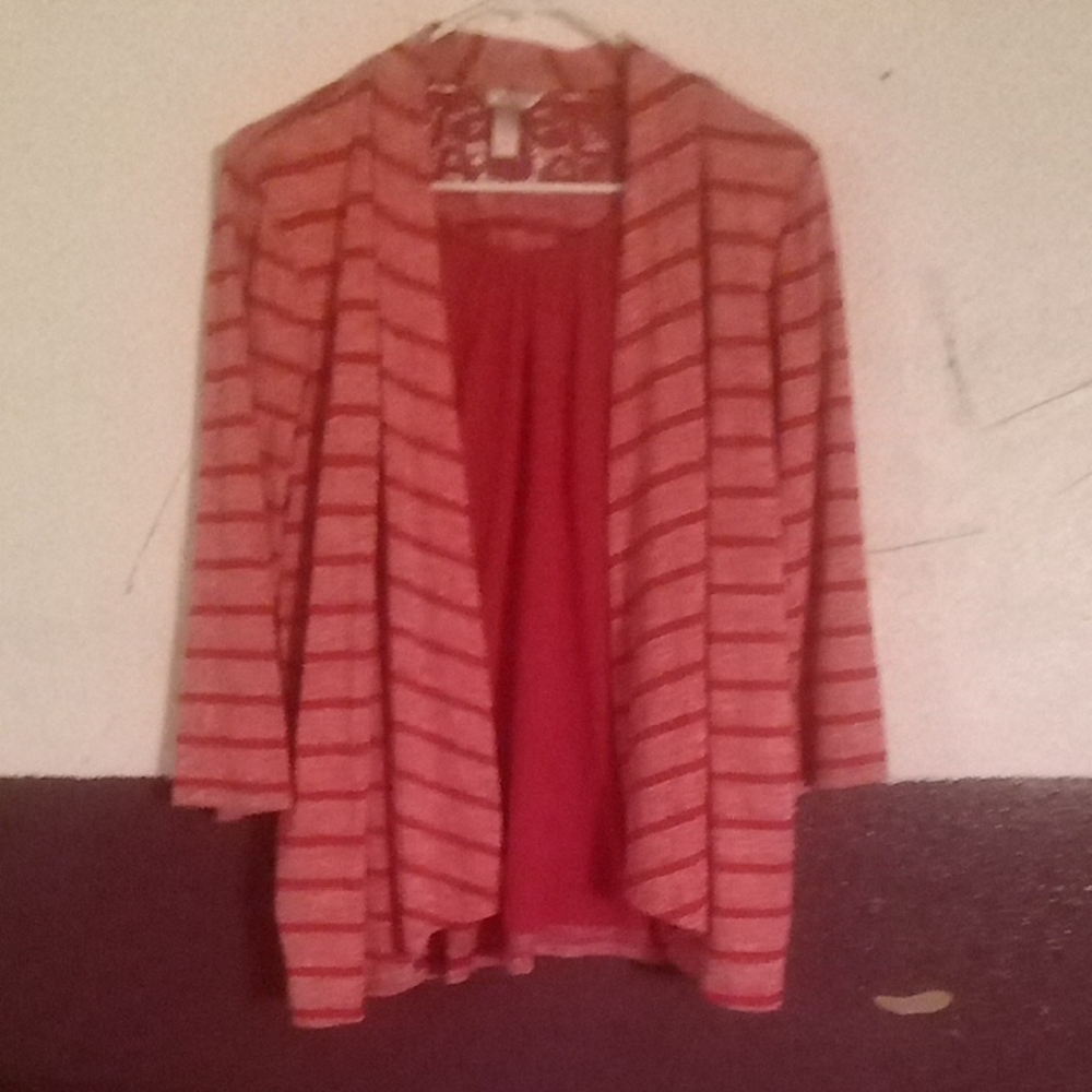 White Stag Coral Striped Cardigan